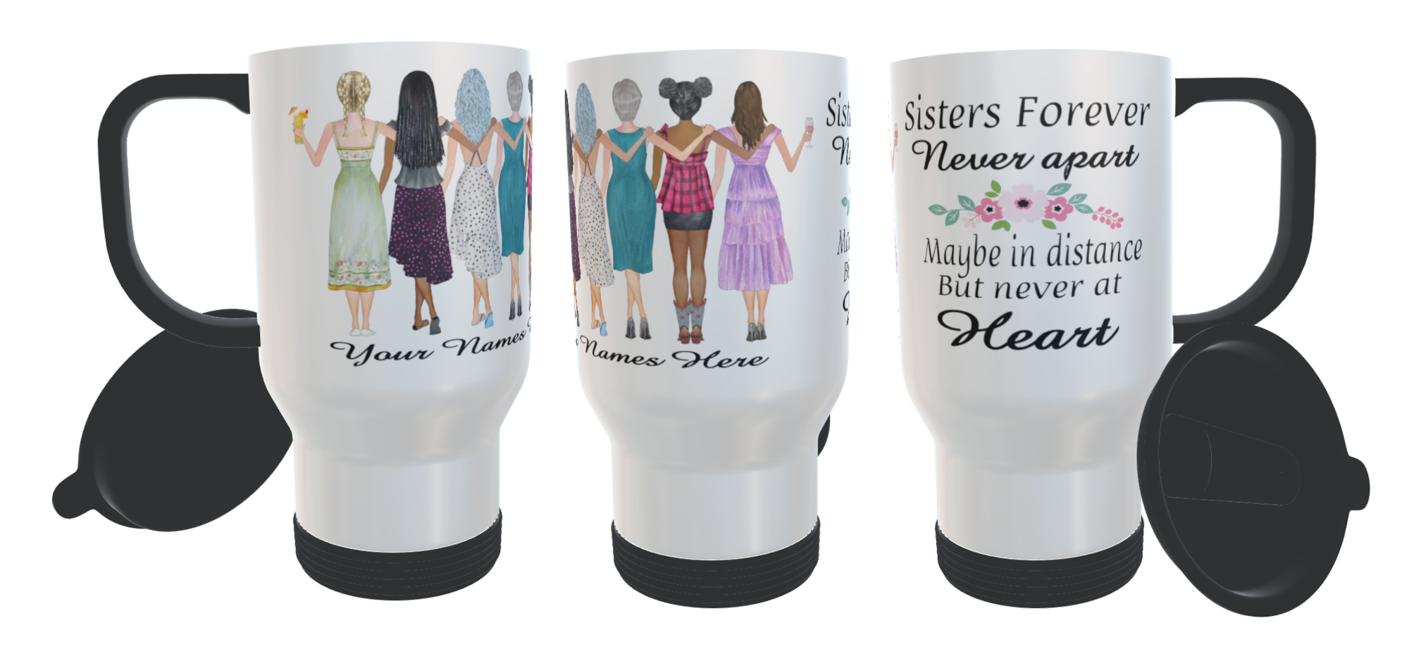 Sisters Forever Travel Mug, Custom Sisters Travel Mug